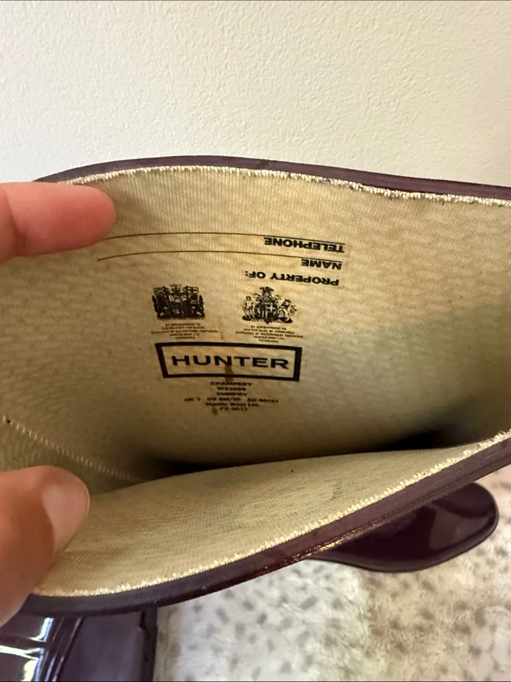 Hunter Wedge Rain Boots in Dark Plum
